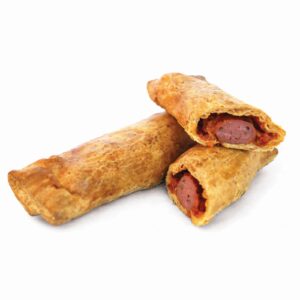 Λουκανικόπιτα Μυκόνου, Συσκευασία: 40τμχ 230g, ΣΥΣΤΑΤΙΚΑ: Λουκάνικο, σάλτσα ντομάτας, τυρί γκούντα, μουστάρδα.