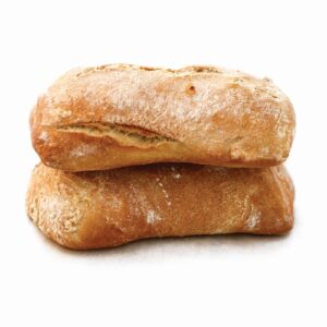 Ciabatta, Συσκευασία: 50τμχ 160g, ΣΥΣΤΑΤΙΚΑ: Αλεύρι σίτου, αλεύρι βύνης, προζύμη.