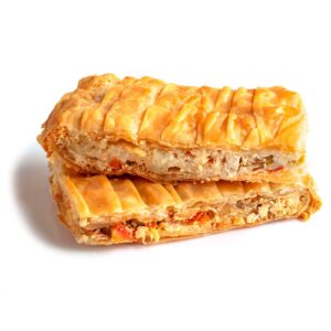 Νησιώτικη με Ελαιόλαδο, Συσκευασία: 6 τμχ 1,9g, ΣΥΣΤΑTIKA: Φέτα, Μυζήθρα, ελιά, ντομάτα, πιπεριά, μπεσαμέλ.