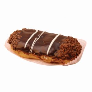 Εκλέρ, Συσκευασία: 10τμχ 150g, ΣΥΣΤΑΤΙΚΑ: Zυμάρι: αλεύρι σίτου, ηλιέλαιο, αυγό παστεριωμένο, ζάχαρη αλάτι, Κρέμα: κρέμα ζαχαροπλαστικής, κρέμα γάλακτος, σοκολάτα υγείας.